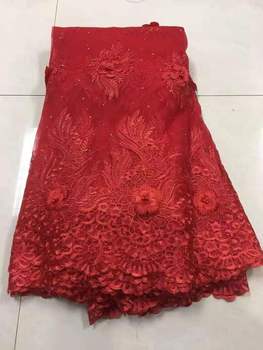 New African Lace Fabrics High Quality Milk Silk France Tulle Lace Fabric Orange Color Nigerian Lace For Wedding Dress